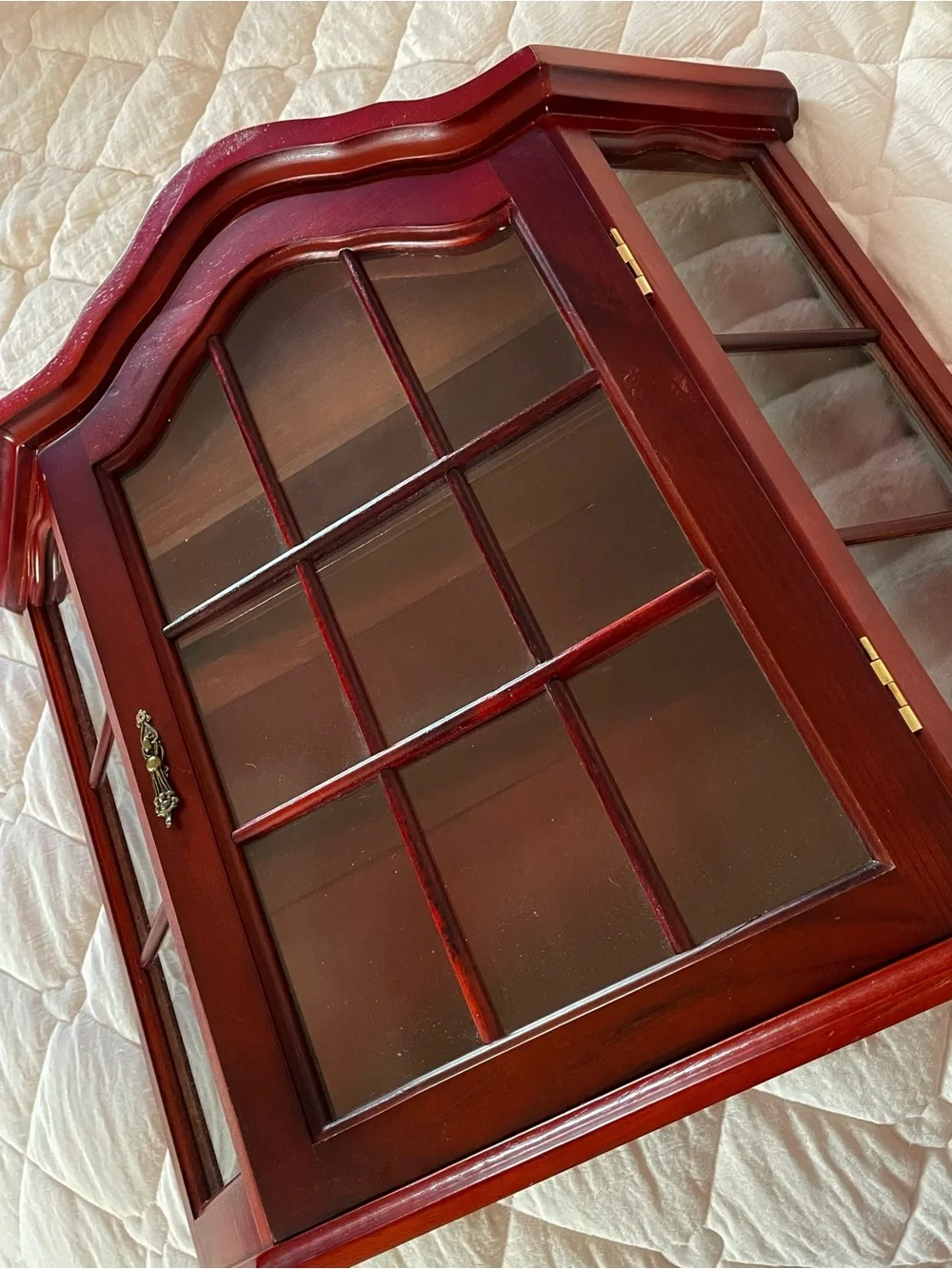 vintage antique wood curio cabinet display case